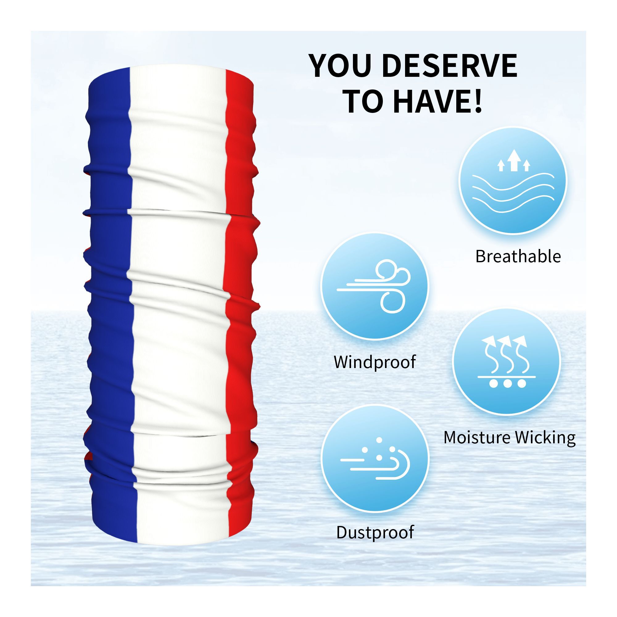 Custom French Flag France Band - Neck Gaiter Fleece 评论和价格