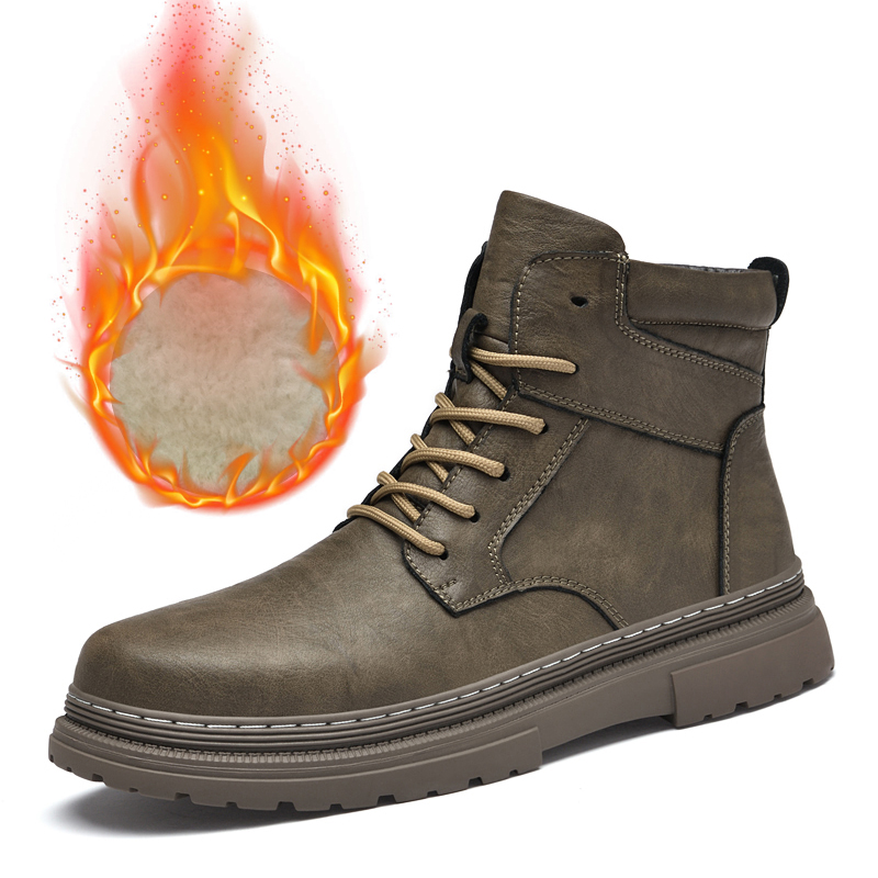Warm Winter Men Leather Shoes  - Waterproof Winter Boot 评论和价格