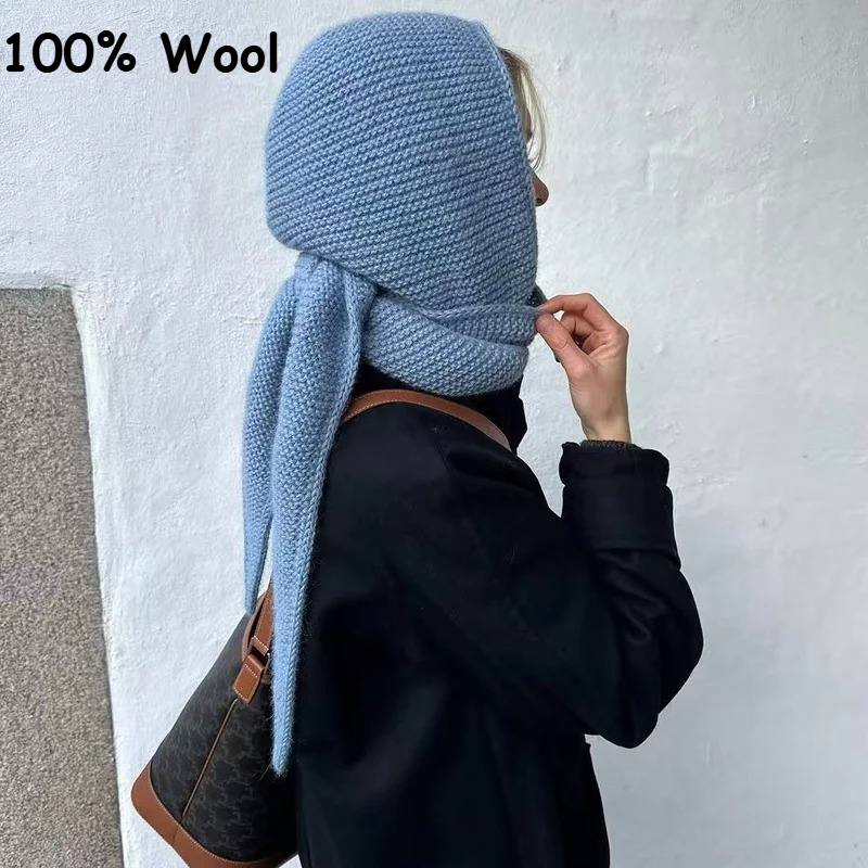 100% Wool Big Sophie Scarf Ove - Knit Beanie Hat Warm 评论和价格