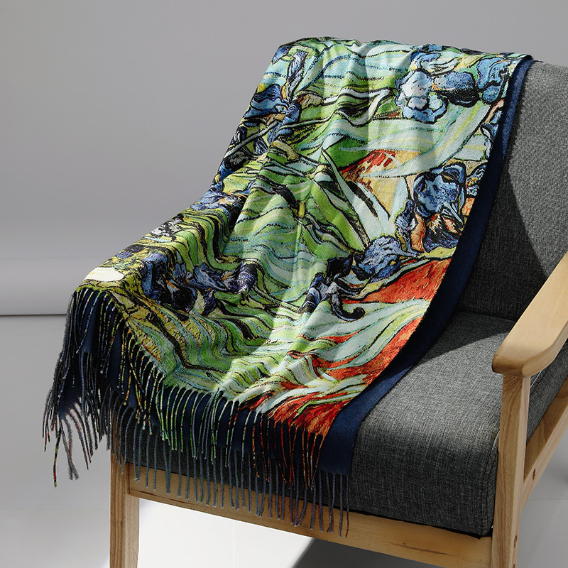 Luxury Brand Oil Painting Cash - Wool Scarf Men 评论和价格