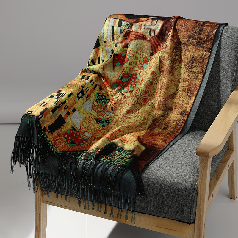 Luxury Brand Oil Painting Cash - Wool Scarf Men 评论和价格
