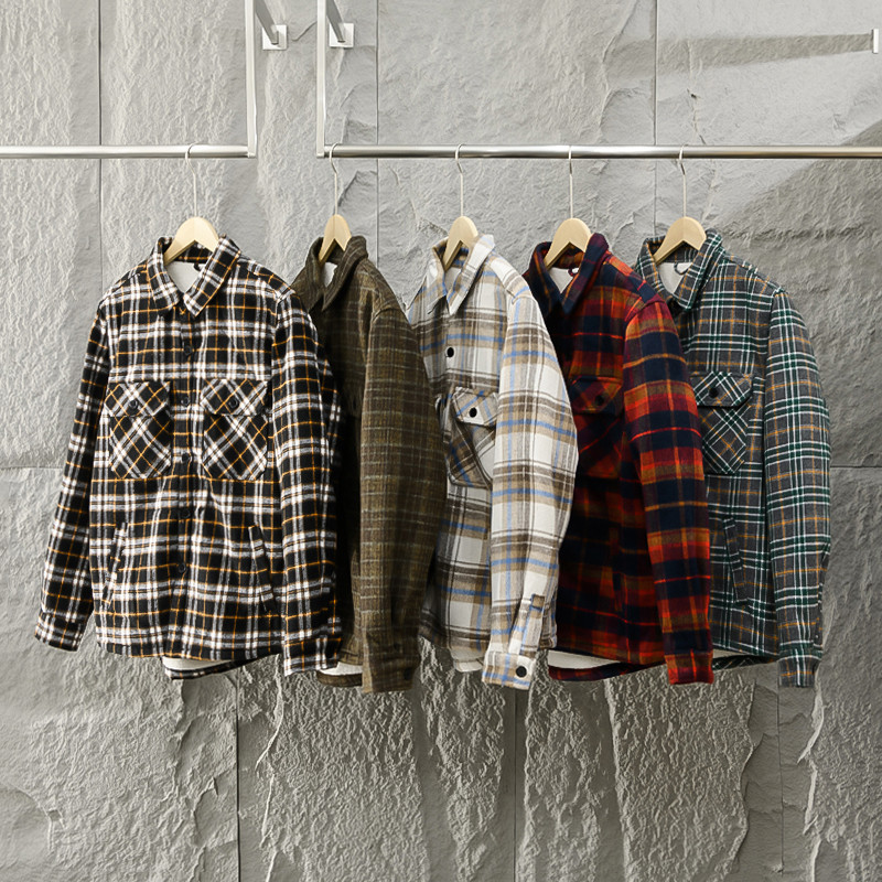 Men's Autumn Winter Plaid Flan - Flannel Shirt Lined 评论和价格